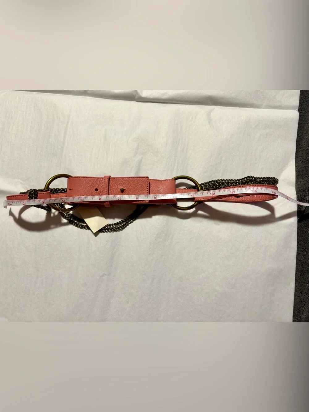 Talbot’s Women's Coral Leather Chain Belt, S, NWT